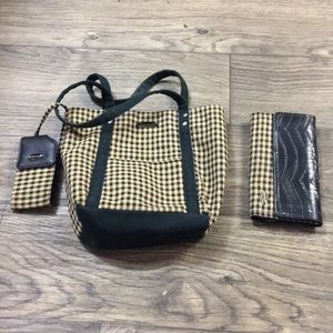 Longaberger 3 Piece Plaid Bag Set